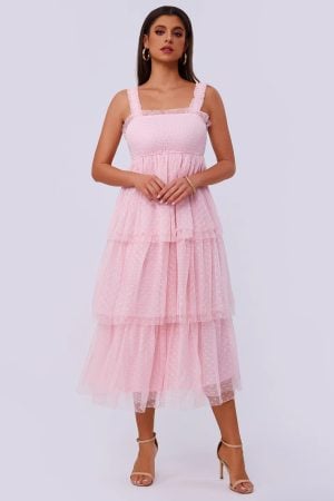 Light Pink Tule Boho Dress