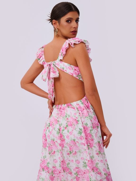 Summer Elegance Women Floral Printed Hem Long Women Clothing - Image 6
