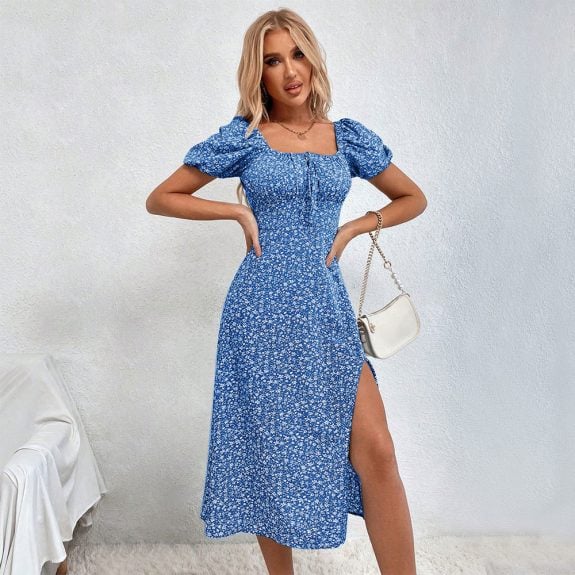 Blue Floral Summer Dress - Image 4