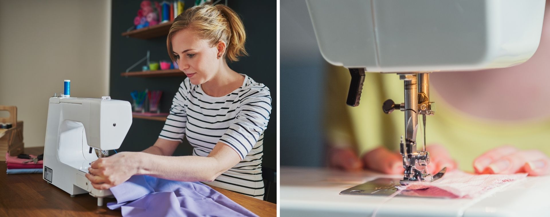 woman sewing with a sewing machine