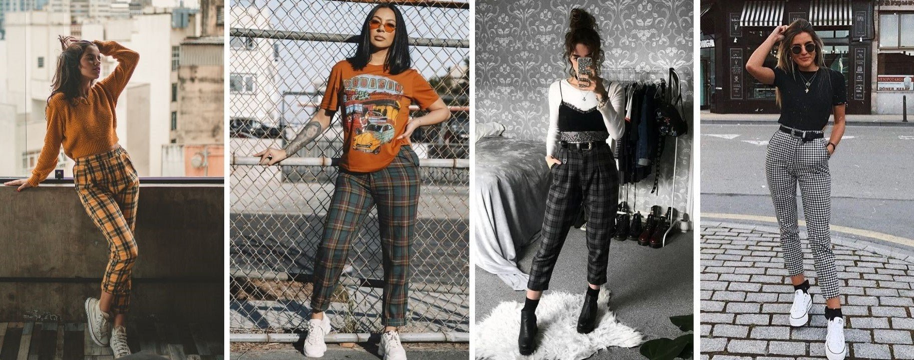 women's tailored check trousers